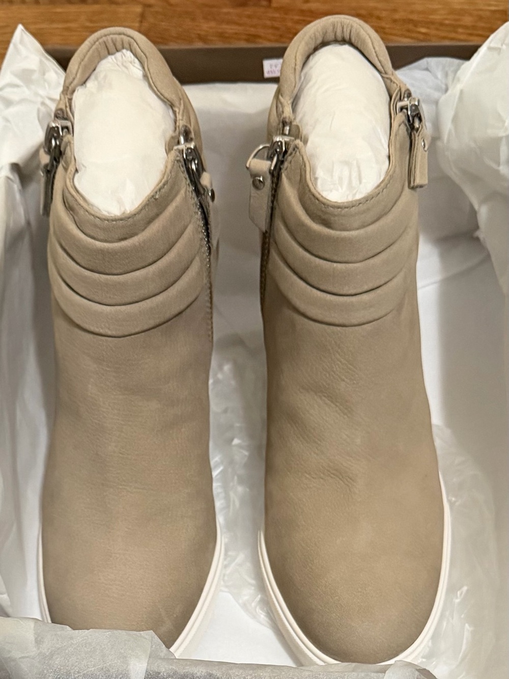 Paolo Beige/Taupe Ankle Booties with Side Zip